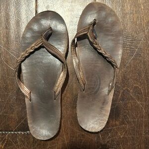 rainbow flirty braidy flip flops